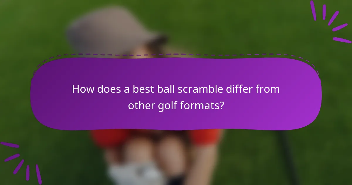 How does a best ball scramble differ from other golf formats?