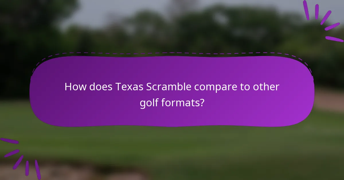 How does Texas Scramble compare to other golf formats?