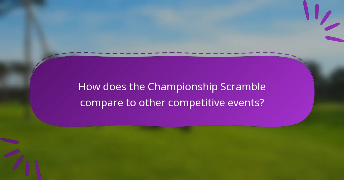 How does the Championship Scramble compare to other competitive events?