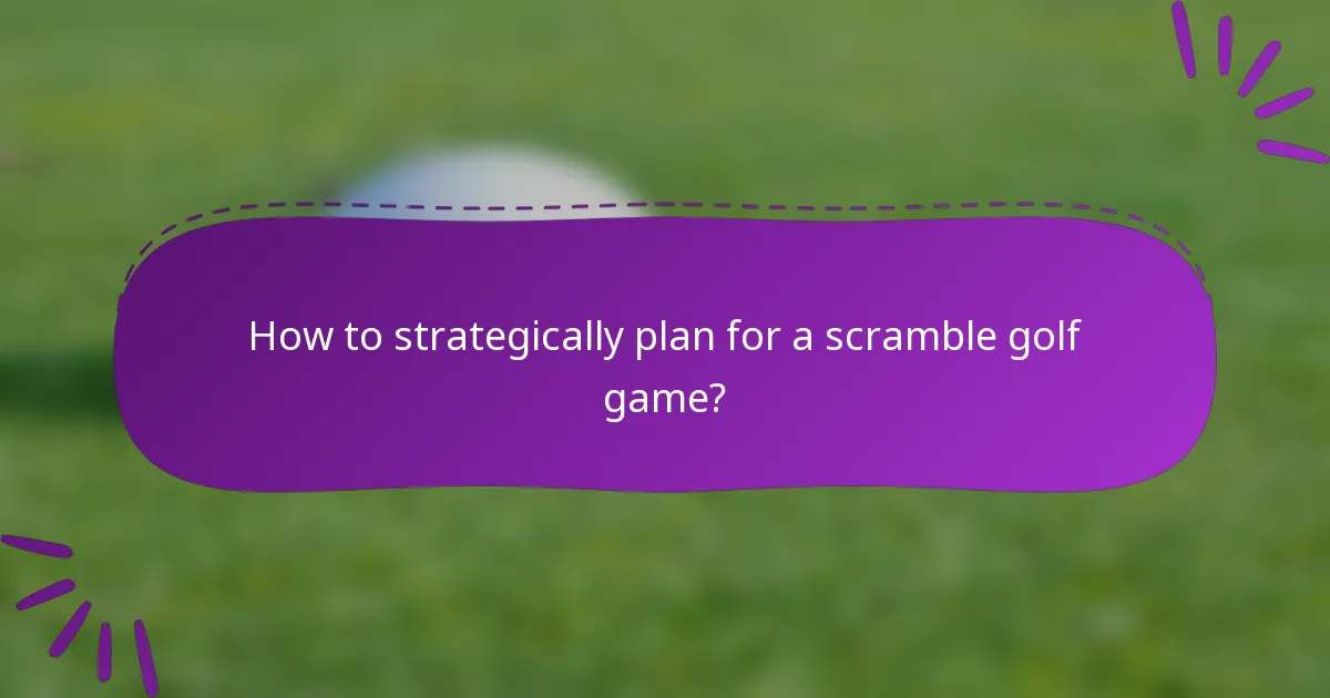 How to strategically plan for a scramble golf game?